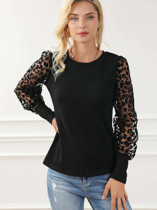 Amely pentru Femei Bluză Animal Print Black