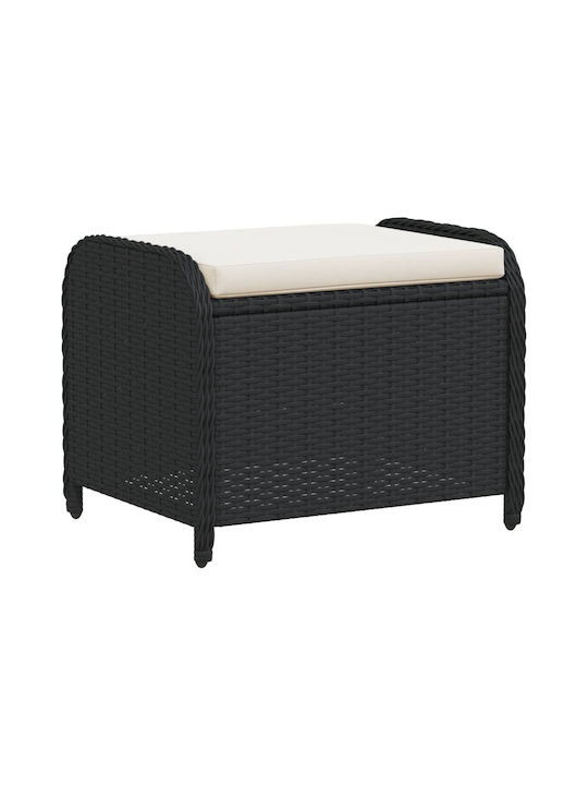 Garden Stool Cube Outdoor Rattan with Cushion Black 58x46x46cm