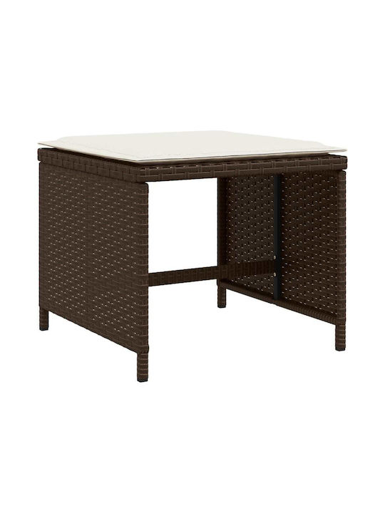 Garden Stool Cube Outdoor Rattan with Cushion Brown 4 Pieces 41x41x36cm
