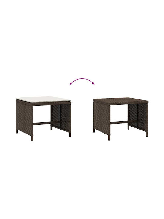 Garden Stool Cube Outdoor Rattan with Cushion Brown 4 Pieces 41x41x36cm