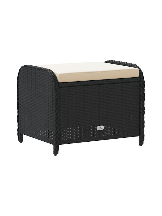Garden Stool Cube Outdoor Rattan with Cushion Black 58x46x46cm