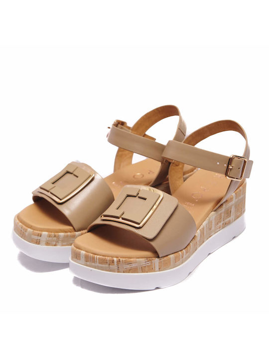 Repo Women's Leather Platform Shoes Beige