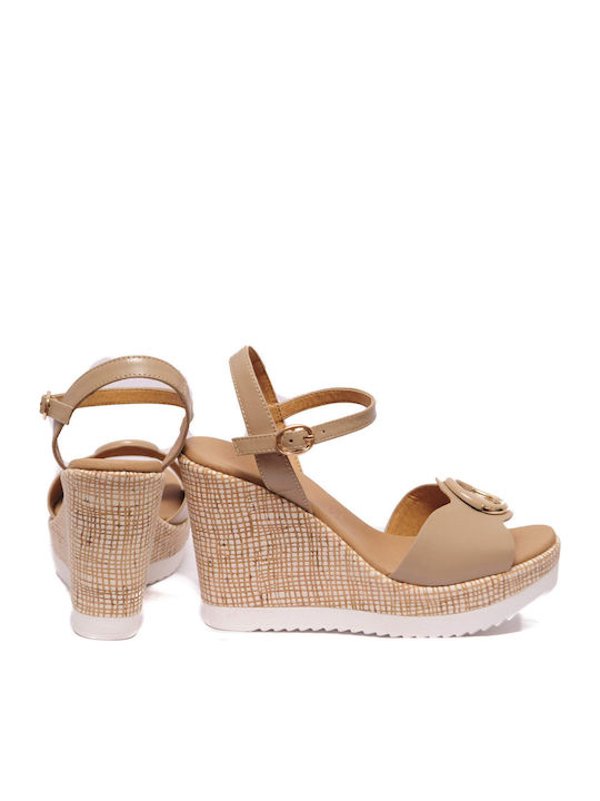 Damenplattformen Beige