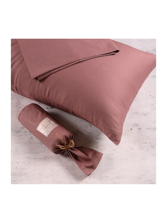 Melinen Cearșaf Single cu Elastic 100x200+32cm. Urban Line Rose/Brown