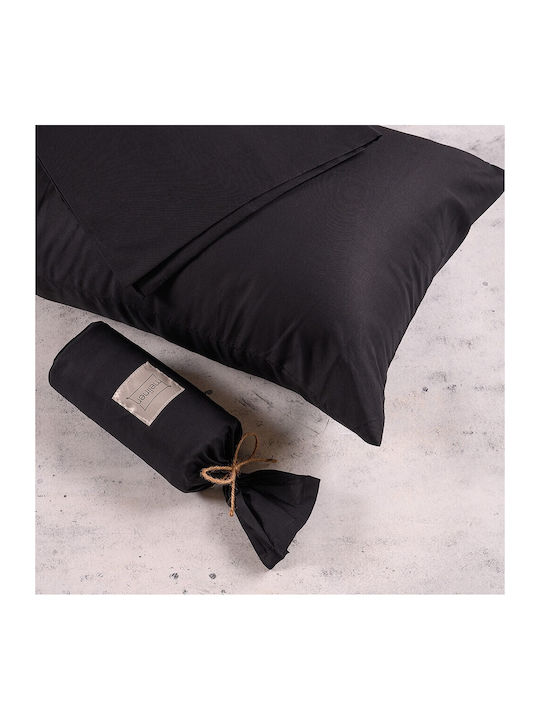 Melinen Sheet Super-Double with Elastic 160x200+32cm. Urban Line Black