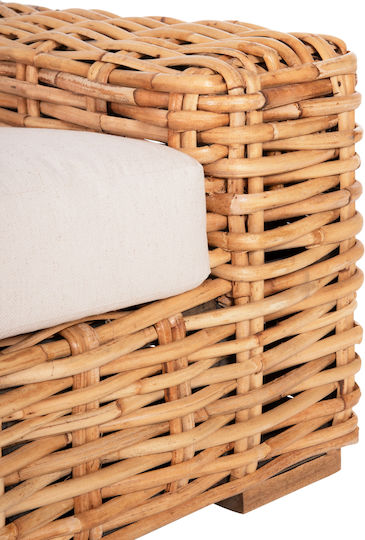 Fotoliu de exterior Lemn Natural-white cu pernă 110x88x70cm