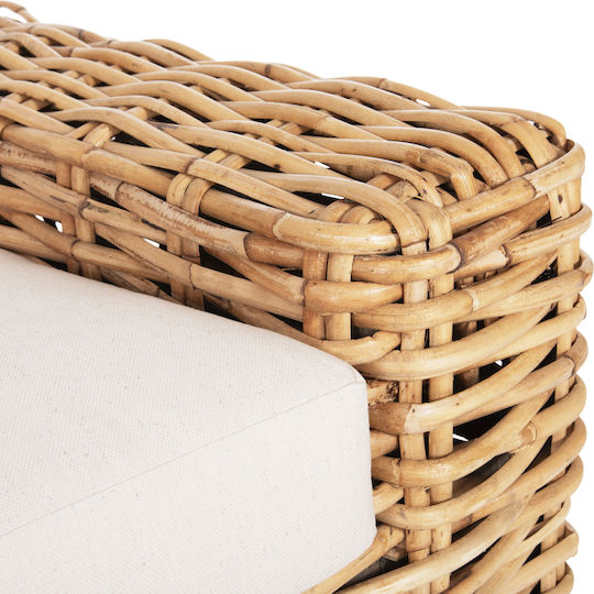 Fotoliu de exterior Lemn Natural-white cu pernă 110x88x70cm