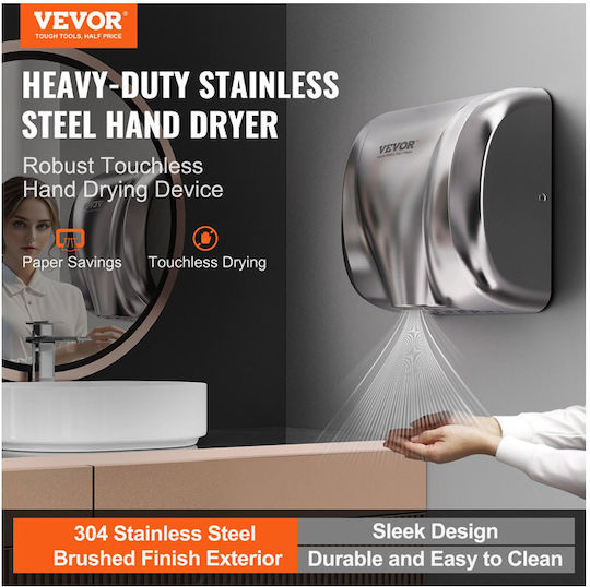 Vevor Hand Dryer Stainless Steel with Sensor in Silver Colour 1.8kW BGSGSJBXGZDGAR9TKV2