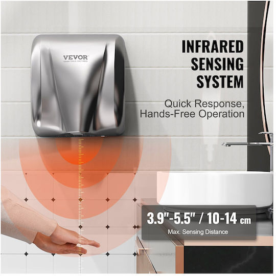 Vevor Hand Dryer Stainless Steel with Sensor in Silver Colour 1.8kW BGSGSJBXGZDGAR9TKV2