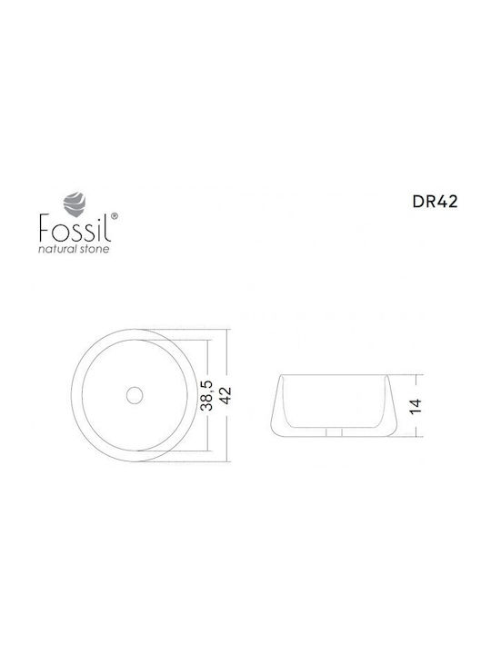 Fossil Pe blat Lavoar marmură 42x42cm Emperador Dark