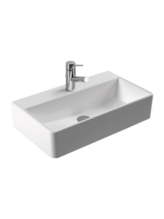 Serel Tetra Wall Mounted Wall-mounted / Vessel Sink Porcelain 60x35cm White