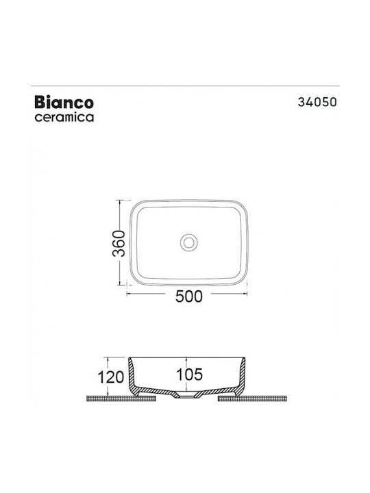 Bianco Ceramica Punto Aufsatzwaschbecken Porzellan 50x36cm Ivory Matt