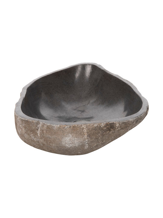 HomeMarkt Επικαθήμενος Νιπτήρας Πέτρινος 55x44x16cm Γκρι