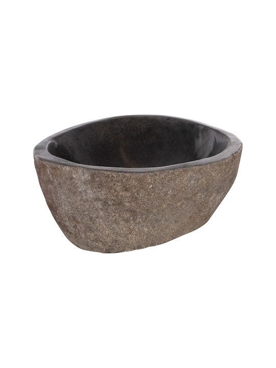 HomeMarkt Επικαθήμενος Νιπτήρας Πέτρινος 55x44x16cm Γκρι