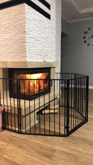 Ecran de protecție pentru șemineu din metal 74.5x74.5cm Negru