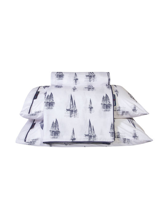 Greenwich Polo Club Sheet Sets Queen 240x260cm. Essential 2183 White-blue 4pcs