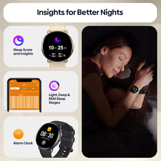 Zeblaze GTR 3 Pro Stainless Steel 45mm Smartwatch με Παλμογράφο (Μαύρο)