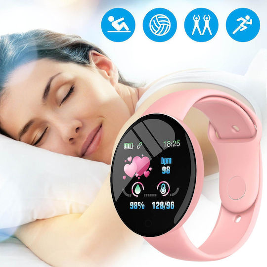 D18 Smartwatch με Παλμογράφο (Ροζ)
