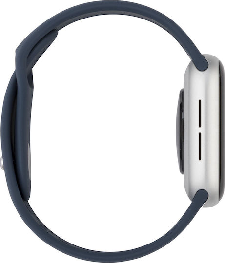 Apple Watch SE 2023 Aluminium 40mm Waterproof with Heart Rate Monitor (Silver with Storm Blue Sport Band (S/M))