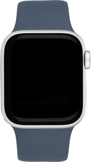Apple Watch SE 2023 Aluminium 40mm Waterproof with Heart Rate Monitor (Silver with Storm Blue Sport Band (S/M))