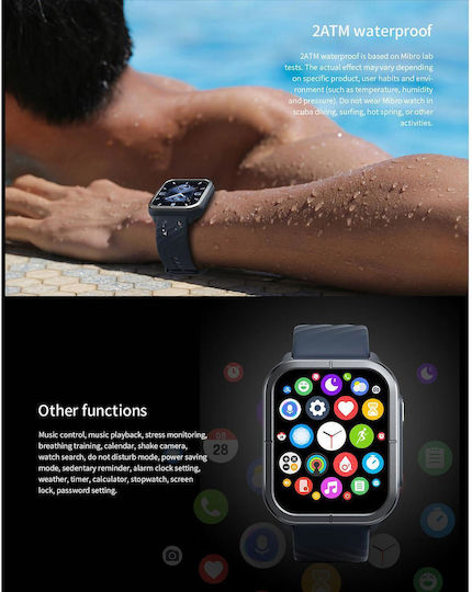 Mibro C3 Smartwatch με Παλμογράφο (Μαύρο)