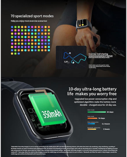 Mibro C3 Smartwatch με Παλμογράφο (Μαύρο)