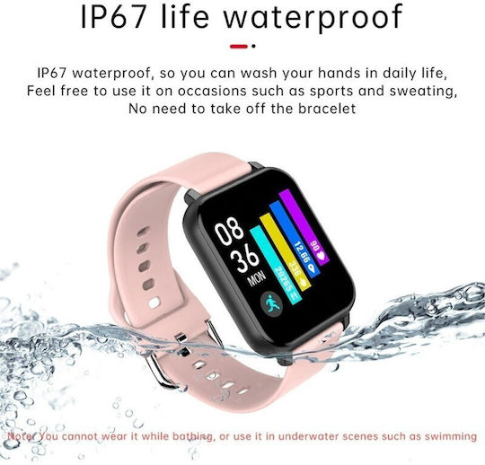 T55 Smartwatch mit Pulsmesser (Rosa)