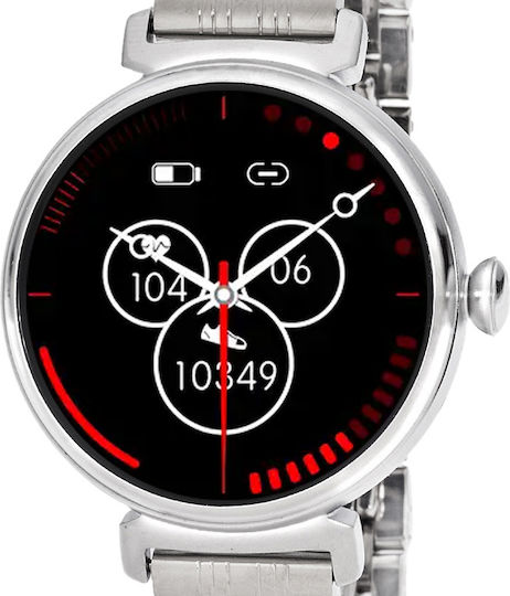 3Guys Stainless Steel 35mm Smartwatch with Heart Rate Monitor (Silver)