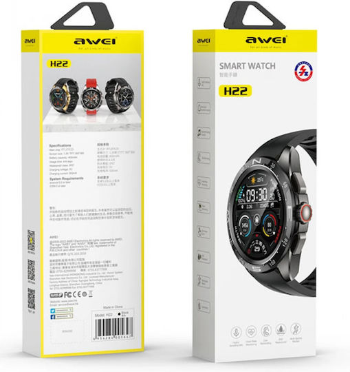 Awei H22 Smartwatch με Παλμογράφο (Μαύρο)