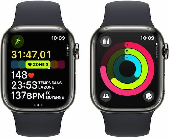 Apple Watch Series 9 Cellular Stainless Steel 41mm Waterproof with eSIM and Heart Rate Monitor (Gold with Clay Sport Band (S/M))