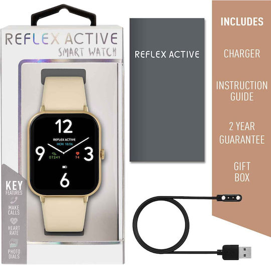 Reflex Active Series 23 Stainless Steel Smartwatch with Heart Rate Monitor (Beige)