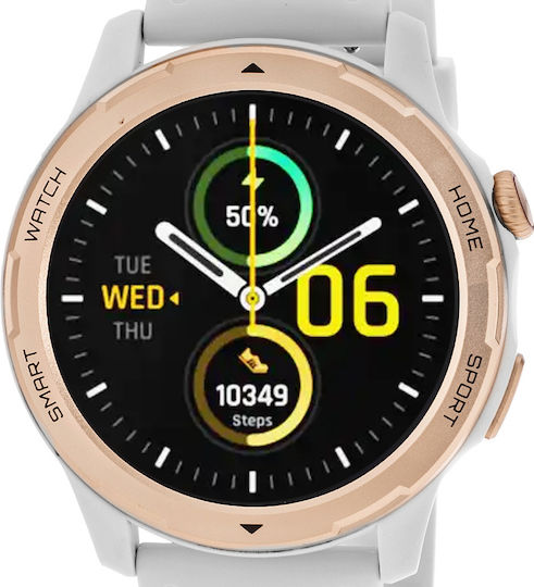 3Guys 3GW1453 45mm Smartwatch με Παλμογράφο (White Rubber Strap)