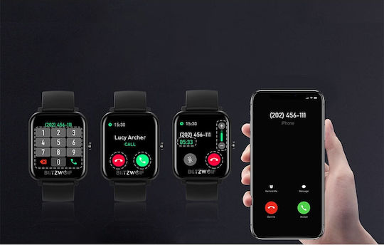 BlitzWolf BW-GTC Smartwatch με Παλμογράφο (Μαύρο)