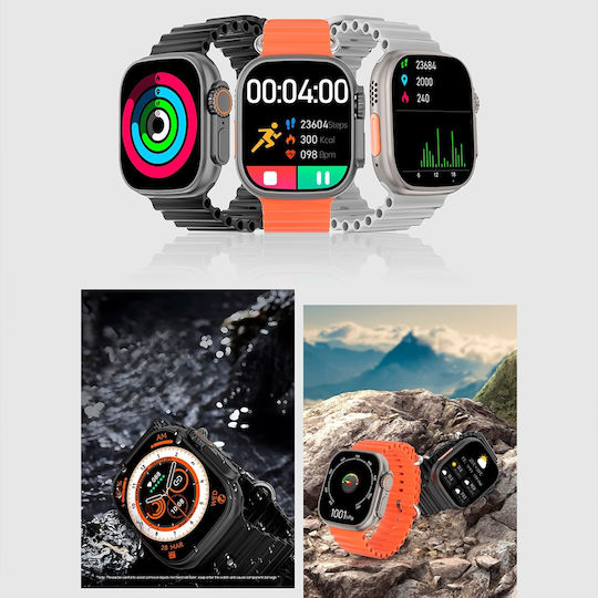 NO.1 DT8 Ultra+ Smartwatch με Παλμογράφο (Πορτοκαλί)