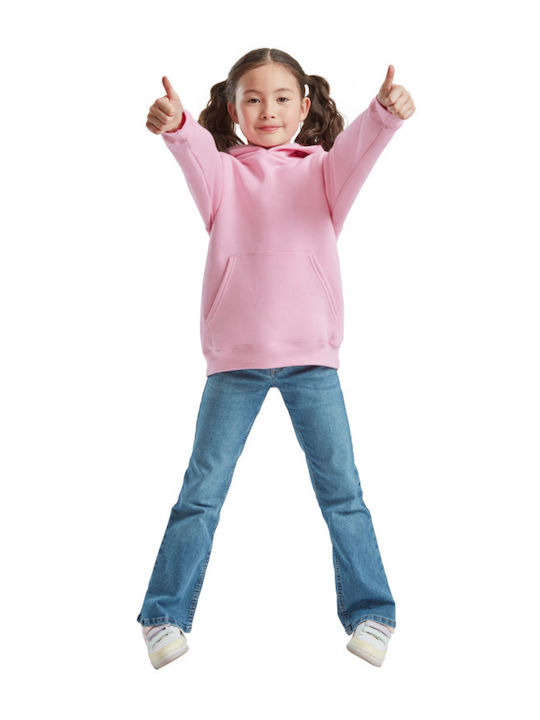 Kinder-Sweatshirt mit Kapuze und Taschen Rosa