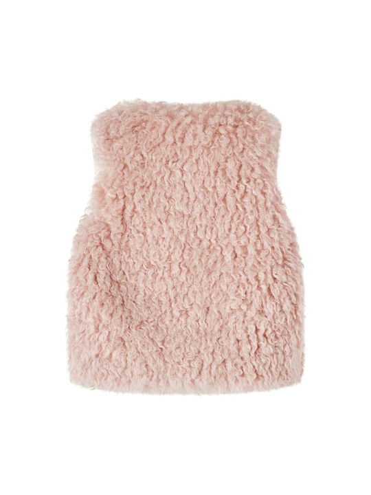 vidaXL Kids Fur Coat Sleeveless Ανοιχτό Ροζ