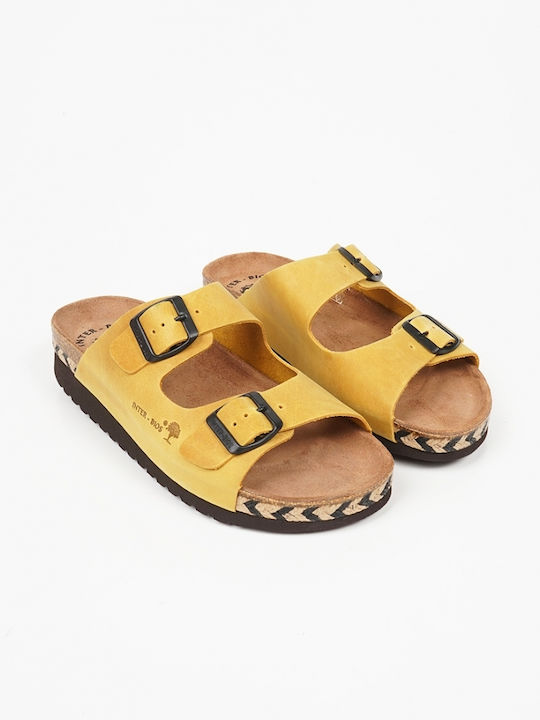 Sandale Casual Damă Din Piele Galbene