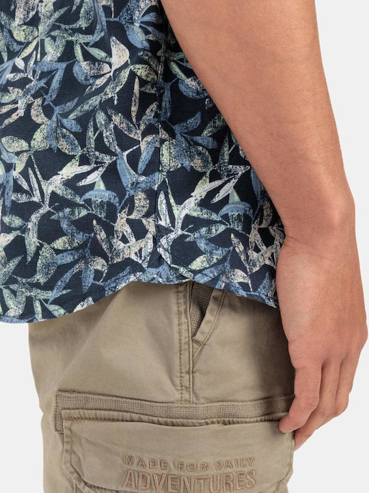 Short-sleeved Linen Shirt Blue
