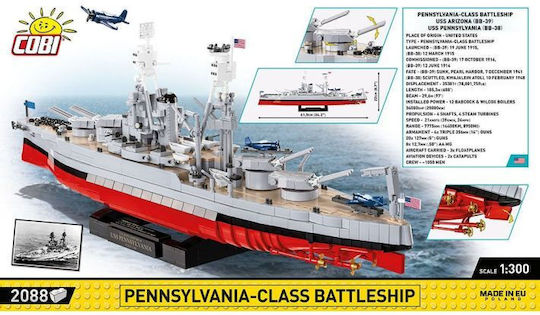Cobi Building Blocks Pennsylvania - Class Battleship 2in1 Executive Edition for 10 Plus Years 2088 Pieces