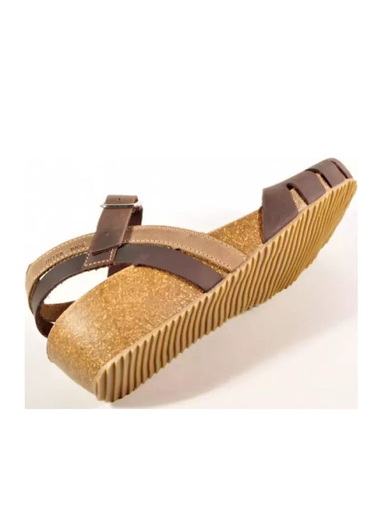 Καλοκαιρινές Γυναικείες Πλατφόρμες Brown/Gold