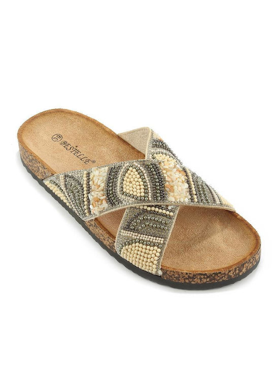 Fshoes Women's Flat Sandals in Beige Color