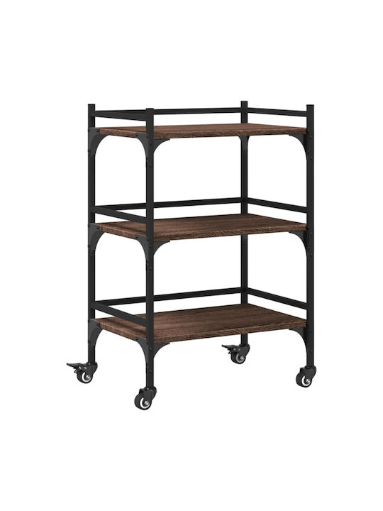 vidaXL Kitchen Trolley Wooden Brown 50x35x75.5cm