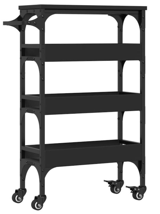 vidaXL Kitchen Trolley Wooden in Black Color 53x20x76cm