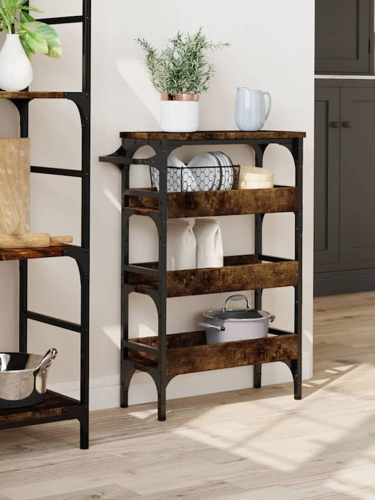vidaXL Wooden Kitchen Trolley 3 Tiers Brown 53x20x76cm