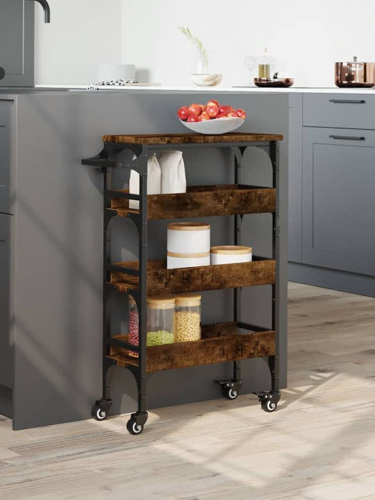 vidaXL Wooden Kitchen Trolley 3 Tiers Brown 53x20x76cm