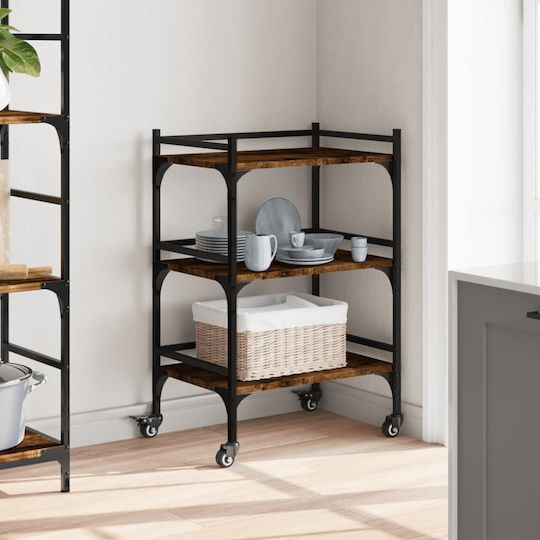 vidaXL Τρόλεϊ Κουζίνας Ξύλινο 3 Θέσεων Καφέ 50x35x75.5cm