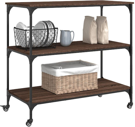 vidaXL vidaXL Lebensmittelregal Hölzernes 3 Ebenen Braun 102x50x95cm
