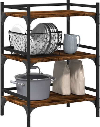 vidaXL Τρόλεϊ Κουζίνας Ξύλινο 3 Θέσεων Καφέ 50x35x75.5cm