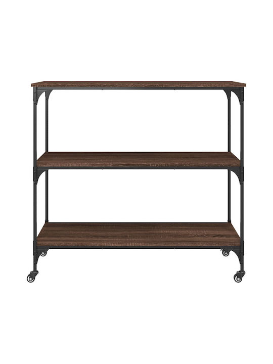vidaXL Тролей Кухненски Стелаж Дървен 3 Позиции Кафяв 102x50x95см