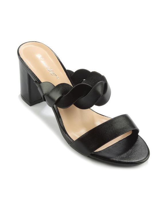 Fshoes Women's Sandals Black with Thin Medium Heel